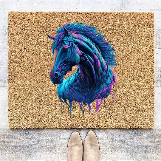 Neon Horse Graffiti Coir Doormats