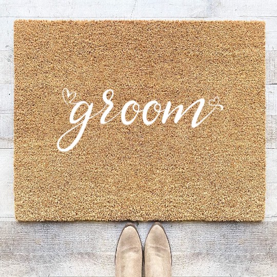 Groom And Bride Wedding Just Married Coir Doormats