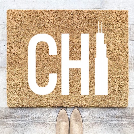 Chi White Chicago Skyscraper City Coir Doormats