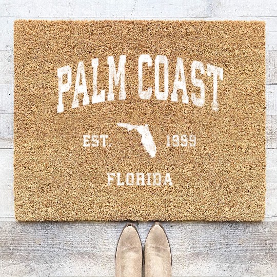 Palm Coast Florida Fl Vintage Athletic Coir Doormats