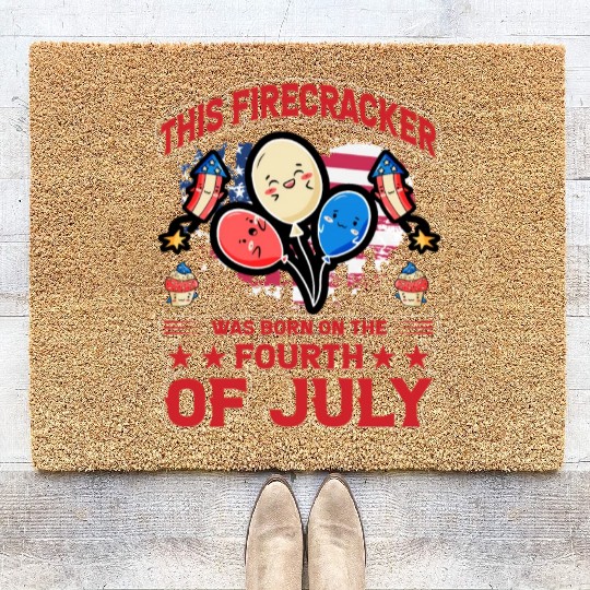 This Firecracker was born on the fourth of July Coir Doormats