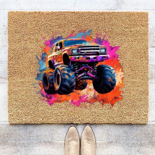 Monster Truck Big Retro Race Dad Trucker Lover Coir Doormats
