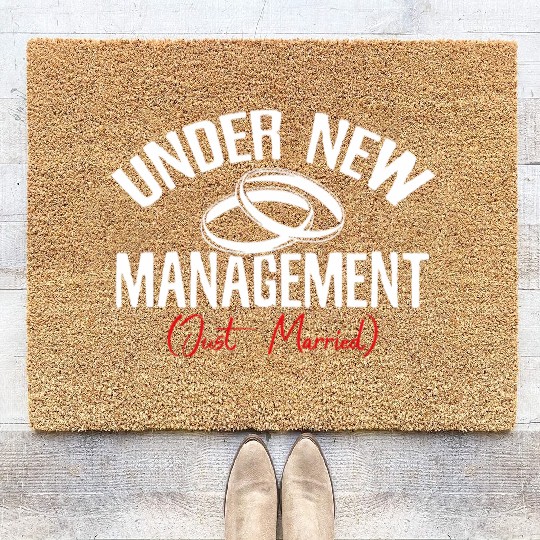 Under Newagement Just Married Groom Bride Wedding Coir Doormats