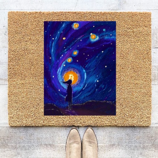 Bitcoin Coin-Crypto GIRL-SPACE Coir Doormats