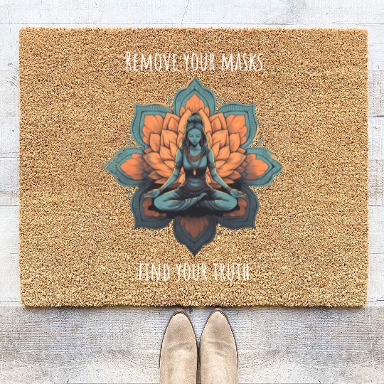 Women's Yoga Meditation Lotus Design Coir Doormats