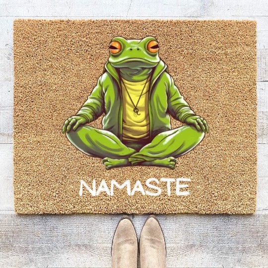 Yoga Meditation Namaste Frog Coir Doormats
