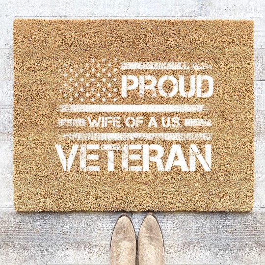 Veterans Proud Wives Of Us Veterans American Flag Coir Doormats