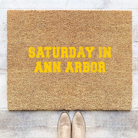 Saturday In Ann Arbor Sports Fan College Town Coir Doormats