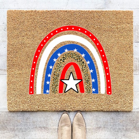 Rainbow 4Th Of July Independence Flag Awesome Coir Doormats