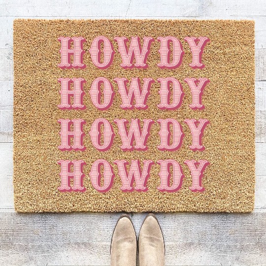 White Cowgirl Howdy Rodeo Western Country Southern Coir Doormats
