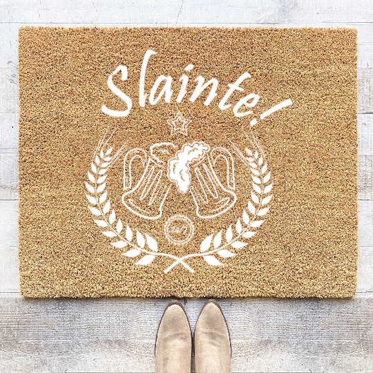 Slainte Irish Beer Greeting Coir Doormats