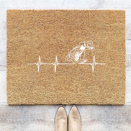 FLAT TRACK MOTORCYCLE heartbeat racing speedway Coir Doormats