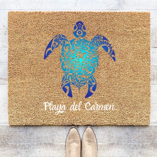 Playa Del Carmen Meco Tribal Sea Turtle Playa Coir Doormats