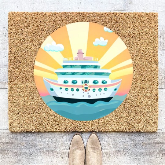 Cruise Ship at Sunset - Dream Voyage Design Coir Doormats