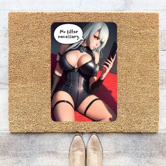 Cyberpunk Waifu Influencer Design 3 Coir Doormats