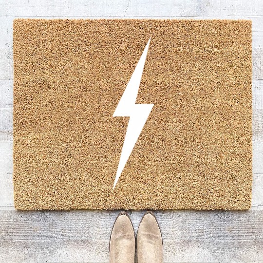 le Lightning Bolt In White Coir Doormats