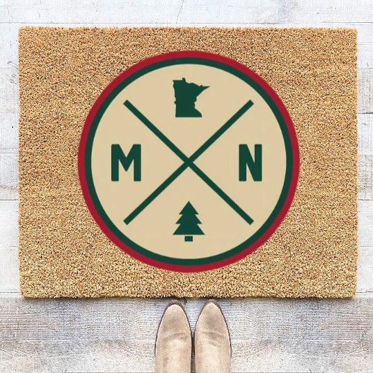 Minnesota Mn Circle Patch Red And Green Coir Doormats