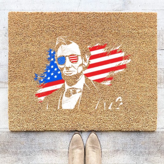 Merica Lincoln President Independence Day Party Coir Doormats