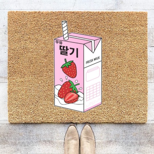 K Pop Strawberry Milk Drink Korea Kpop Korean Coir Doormats