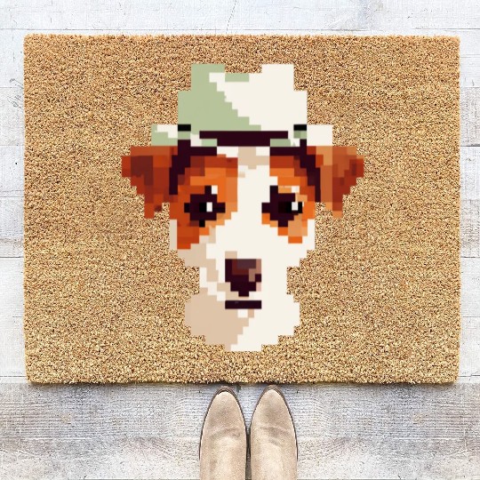 Jack Russell Terrier Pixel Art Puppy Dog Lover Coir Doormats