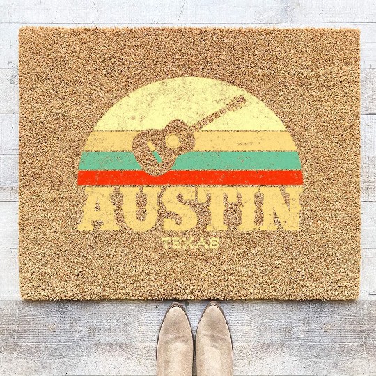 Austin Texas Guitar Lone Star State Coir Doormats