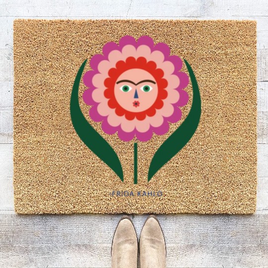 Frida Kahlo Colorful Flower Feminist Mexican Coir Doormats