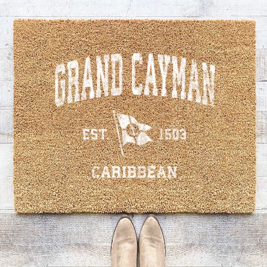 Grand Cayman Nautical Boat Anchor Flag Sports Coir Doormats