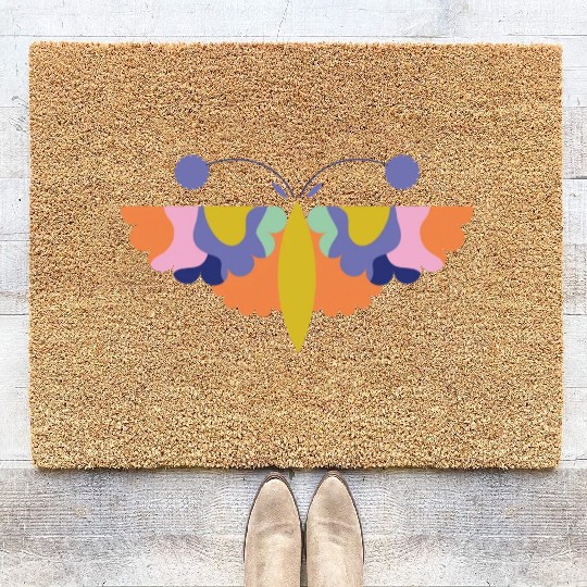 Colorful Happy Butterfly For Nature Lovers Coir Doormats