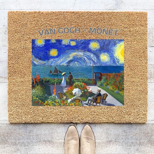 Starry Night Garden At Sainte Adresse Impressionis Coir Doormats