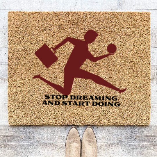 Business man logo art in clothing design Coir Doormats