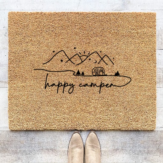 Happy Camper Adventure Lover Camping Life Vacation Coir Doormats