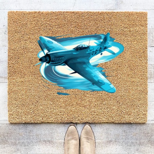 Spitfire Airplane Vintage Pilot Aviator Military Coir Doormats