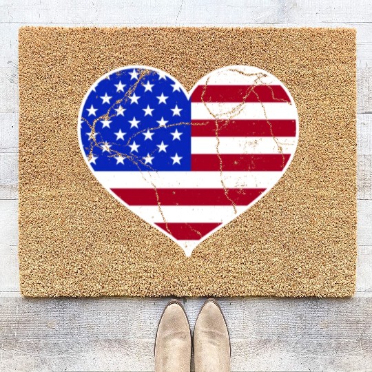 Love America Flag Independence Day USA Patriots Coir Doormats