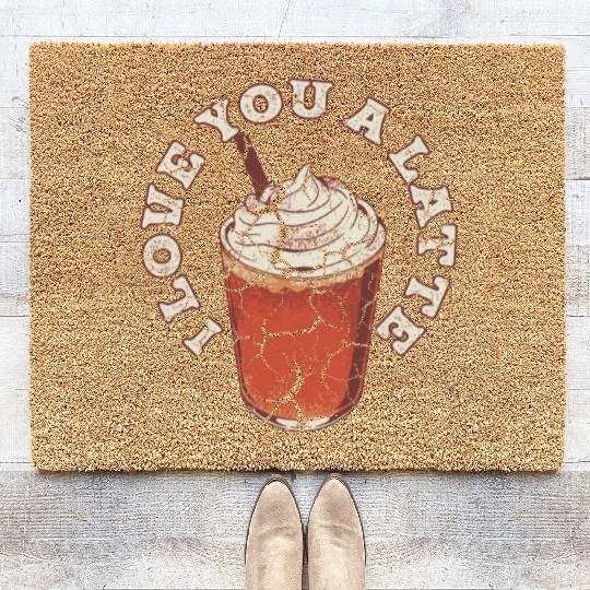 I Love You A Latte Couples Romance Coir Doormats