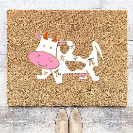 cow pi pi day graphic Coir Doormats