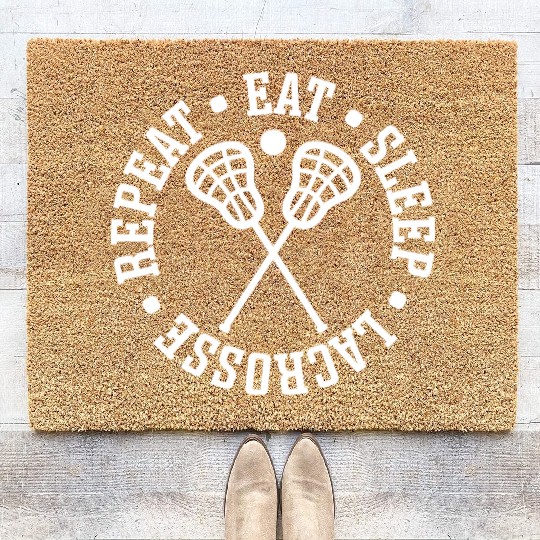 Eat Sleep Lacrosse Repeat Sport Cute Funny girl Coir Doormats