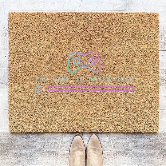 The Game Is Never Over Funny Video Game Fans Coir Doormats