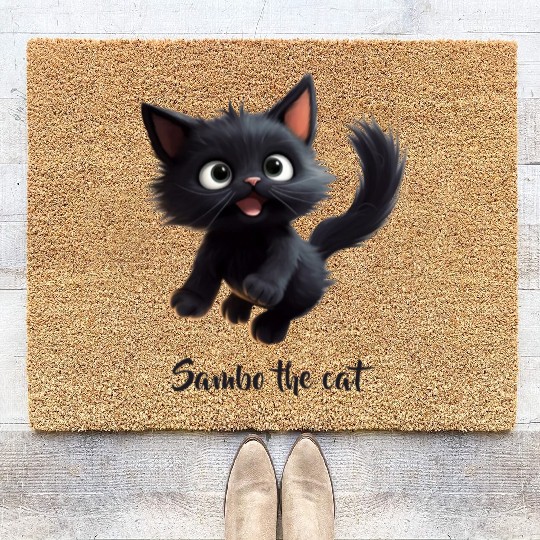 Black Sambo Cat Coir Doormats