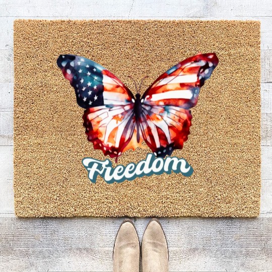 Freedom Butterfly: Celebrating 4th of July Coir Doormats