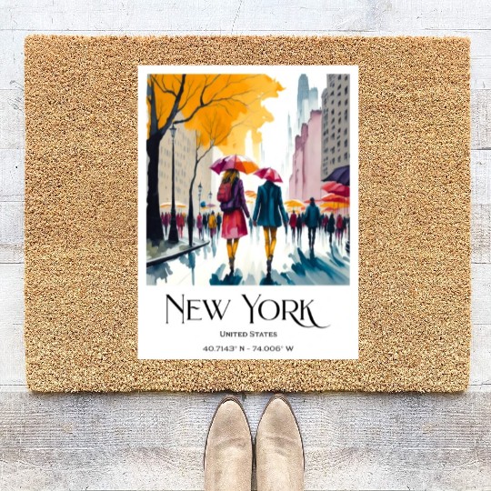 Couple walking in the streets of New York City Coir Doormats