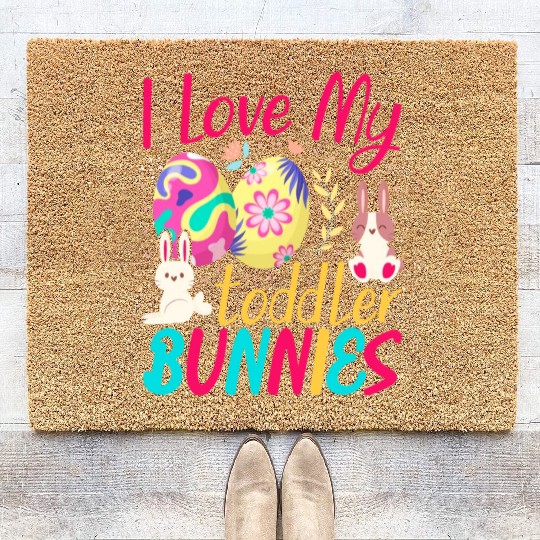 I Love My Toddler Bunnies Teacher Easter Design Coir Doormats