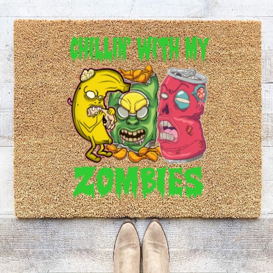 Zombie Halloween Food Lover Coir Doormats