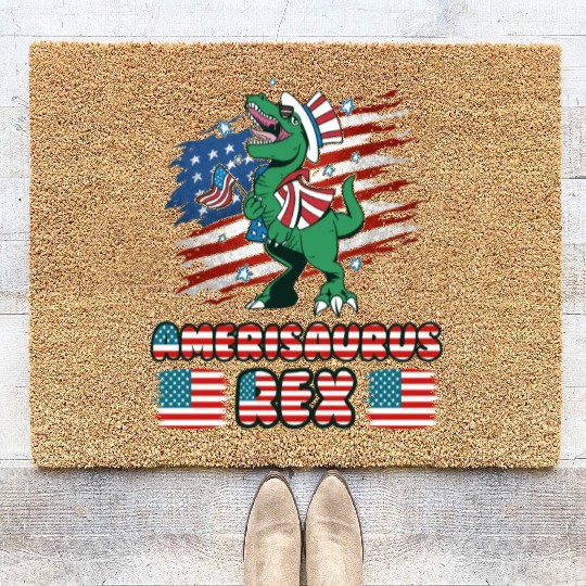 Amerisaurus Rex USA Party Independence Day Coir Doormats