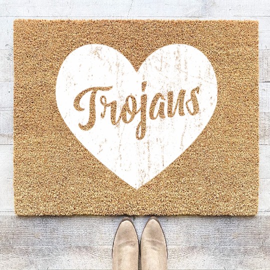 Trojans School Sports Fan Team Spirit Mascot He Coir Doormats
