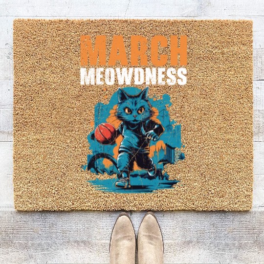 Basketball Cat Basketball Player I Love Basketball Coir Doormats