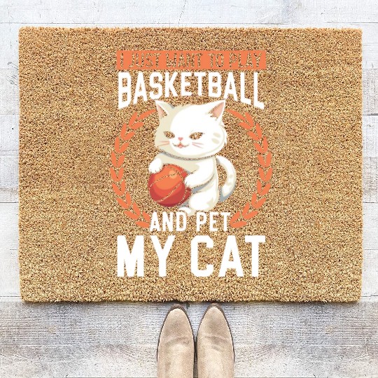 Basketball Cat Basketball Player I Love Basketball Coir Doormats