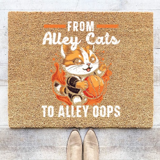 Basketball Cat Basketball Player I Love Basketball Coir Doormats