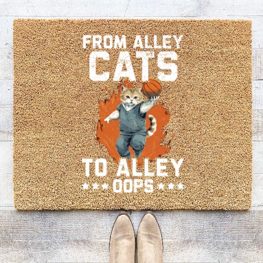 Basketball Cat Basketball Player I Love Basketball Coir Doormats