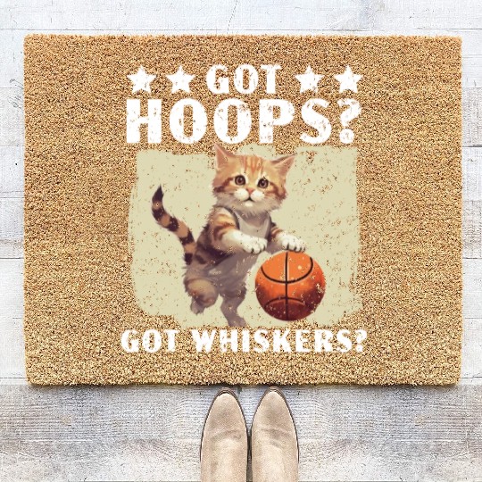 Basketball Cat Basketball Player I Love Basketball Coir Doormats