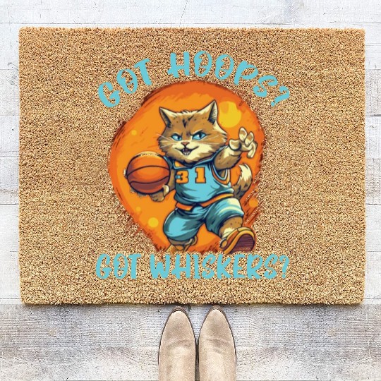 Basketball Cat Basketball Player I Love Basketball Coir Doormats